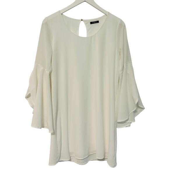 Gibiu Dress White Split Ruffle Sleeve Size Small - Picture 1 of 3